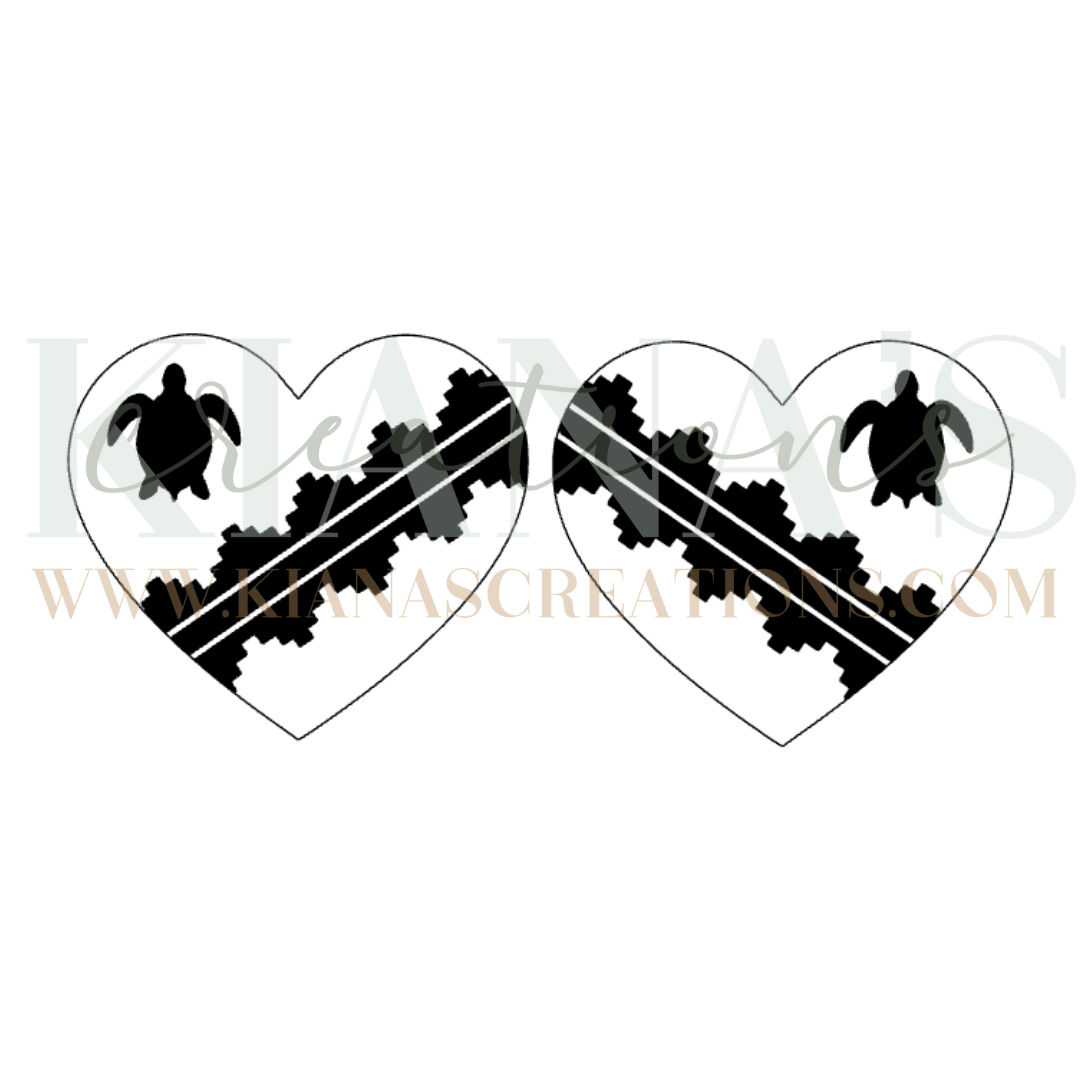 Turtle Heart Wood Cabochon