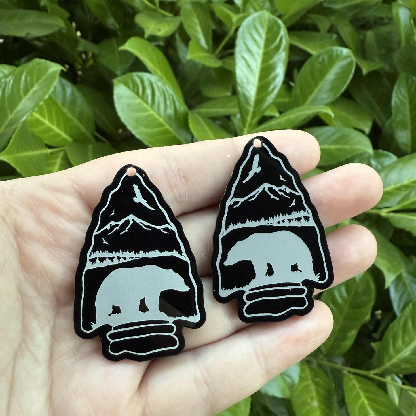 Bear Arrowhead Black Acrylic Cabochon