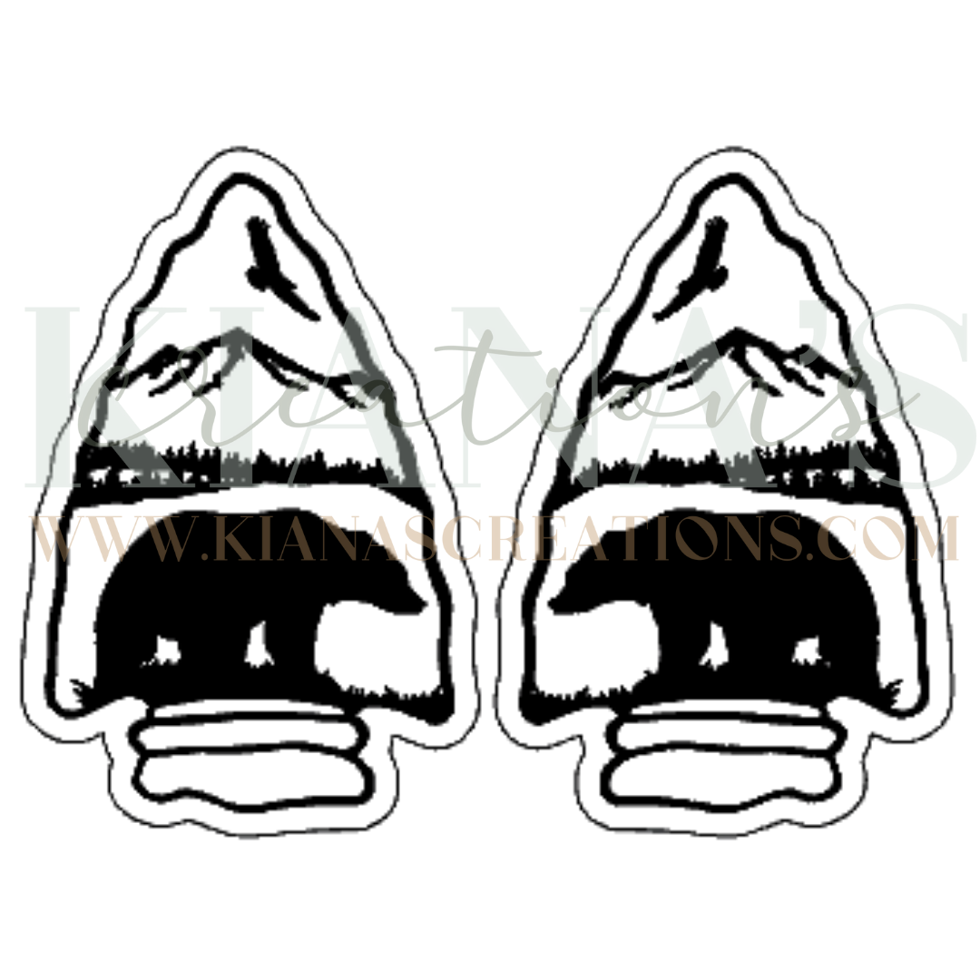 Bear Arrow Head Wood Cabochon