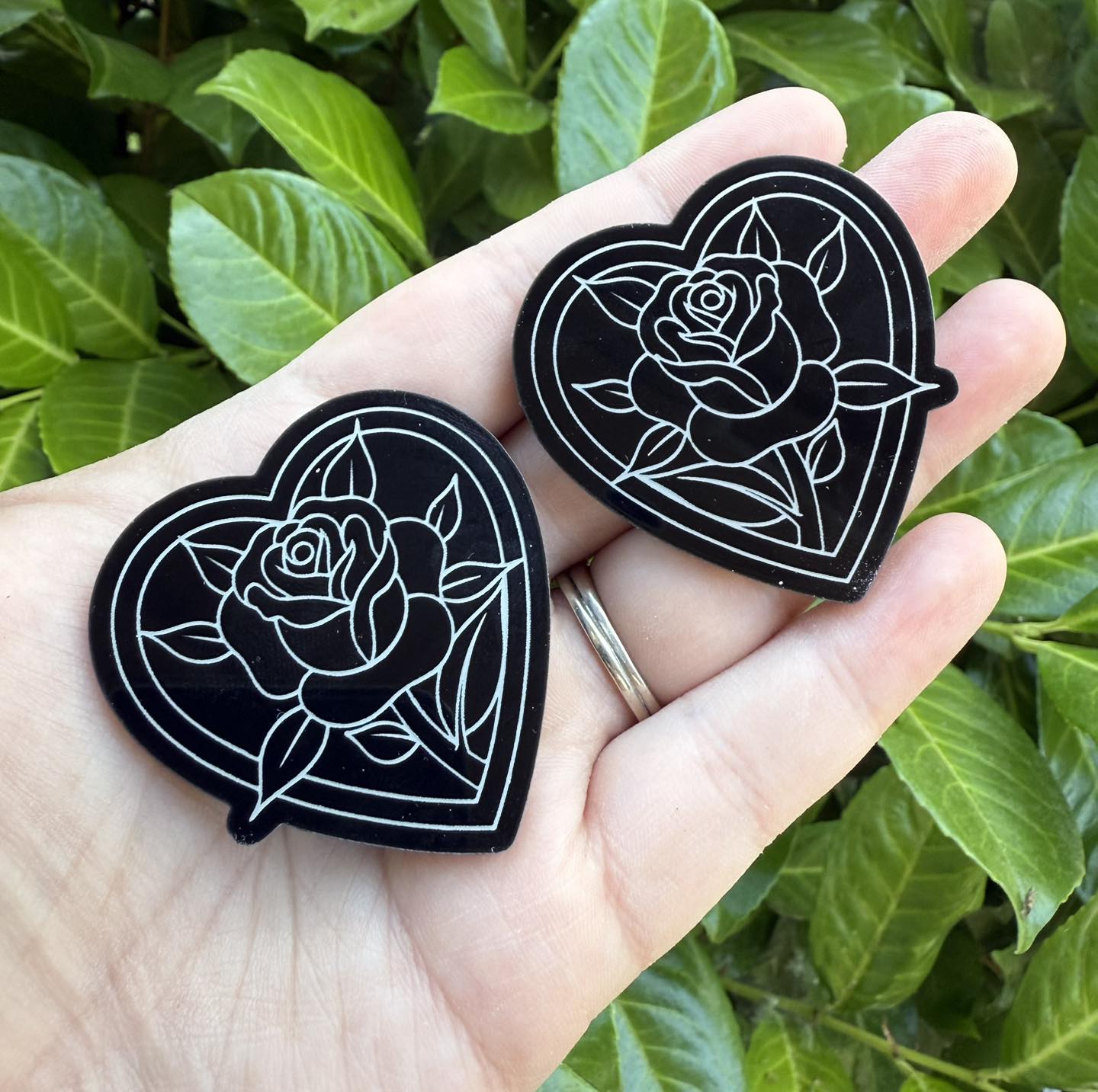 Rose Black Acrylic Cabochon