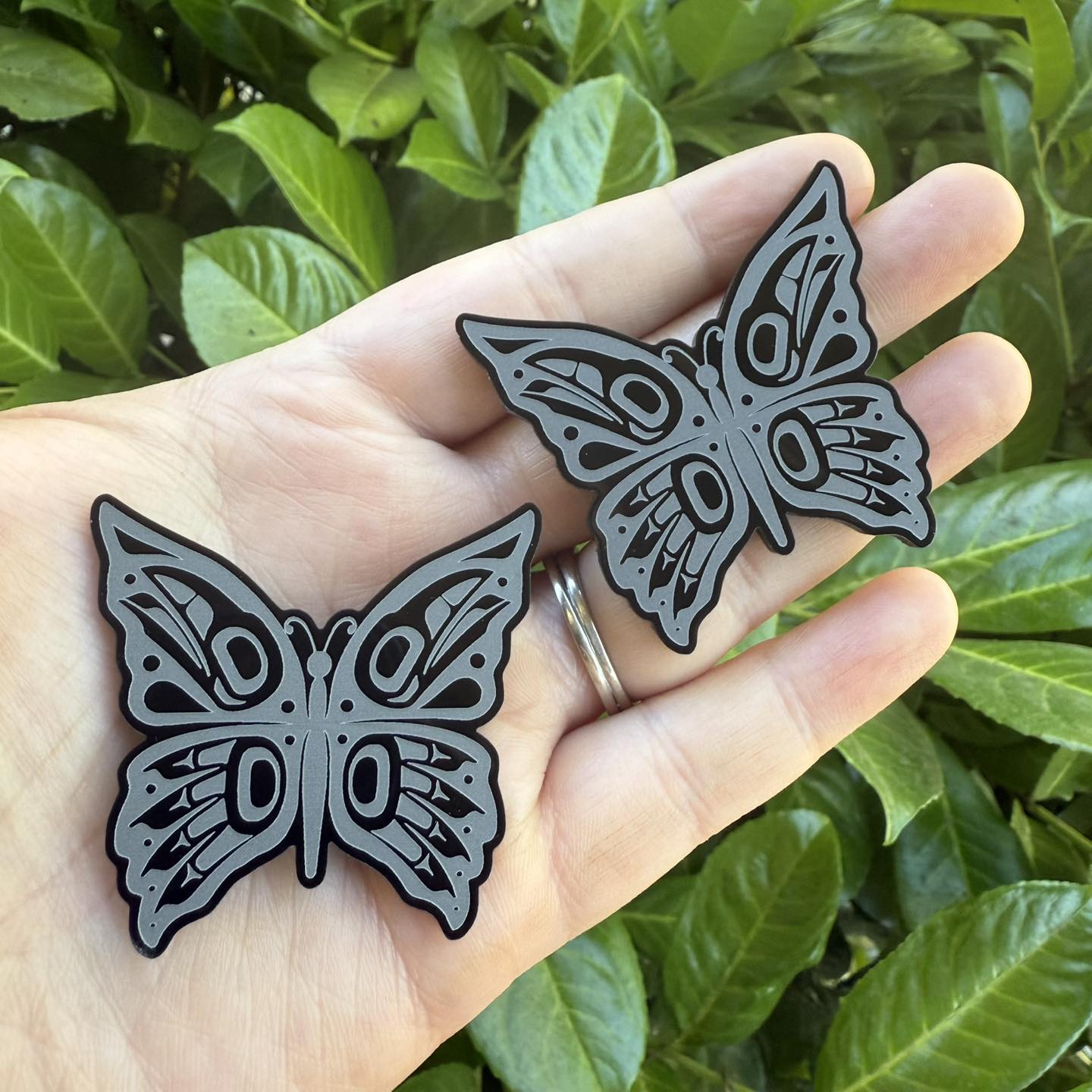 Butterfly Black Acrylic Cabochon