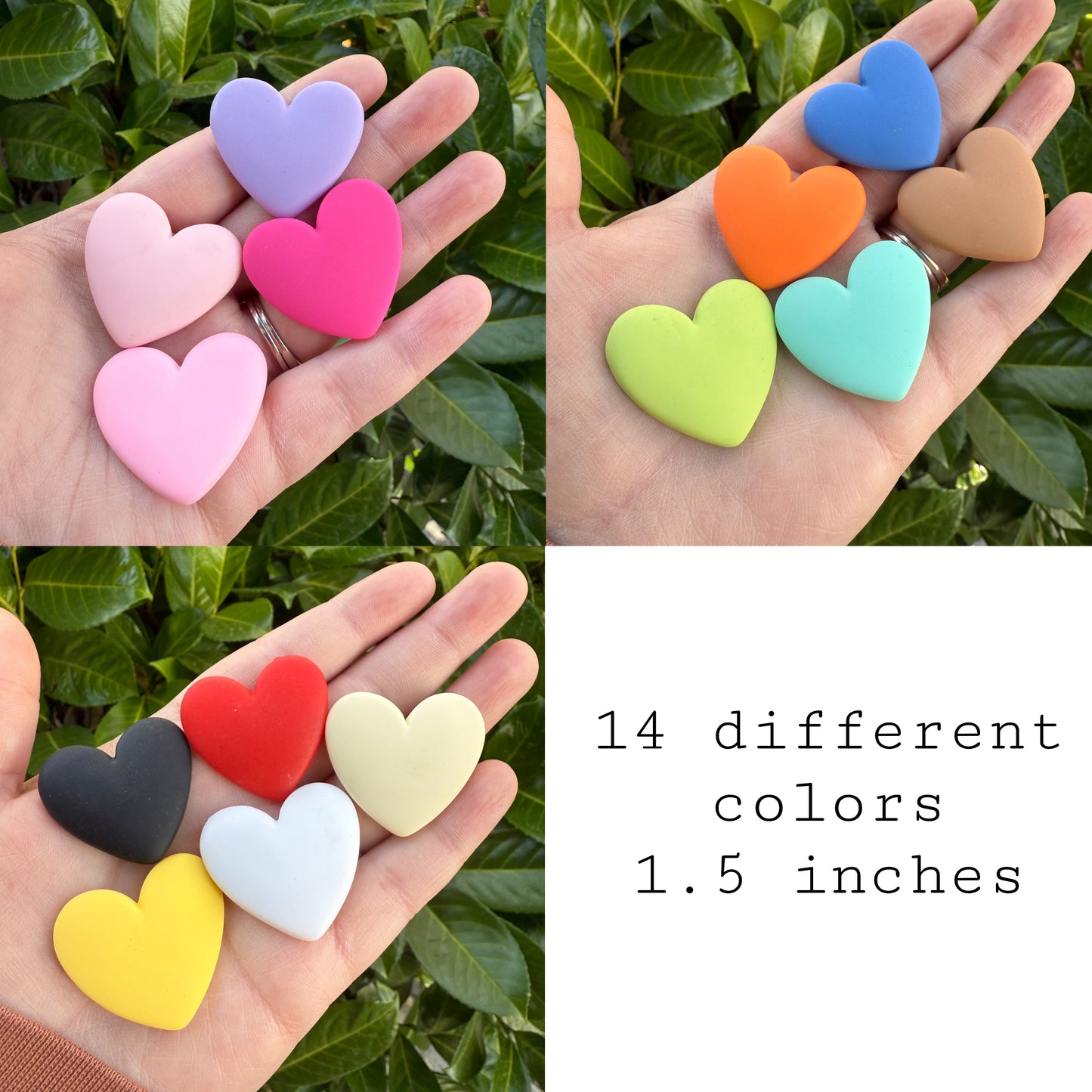 1.5 inch Heart Resin Bead Cabs