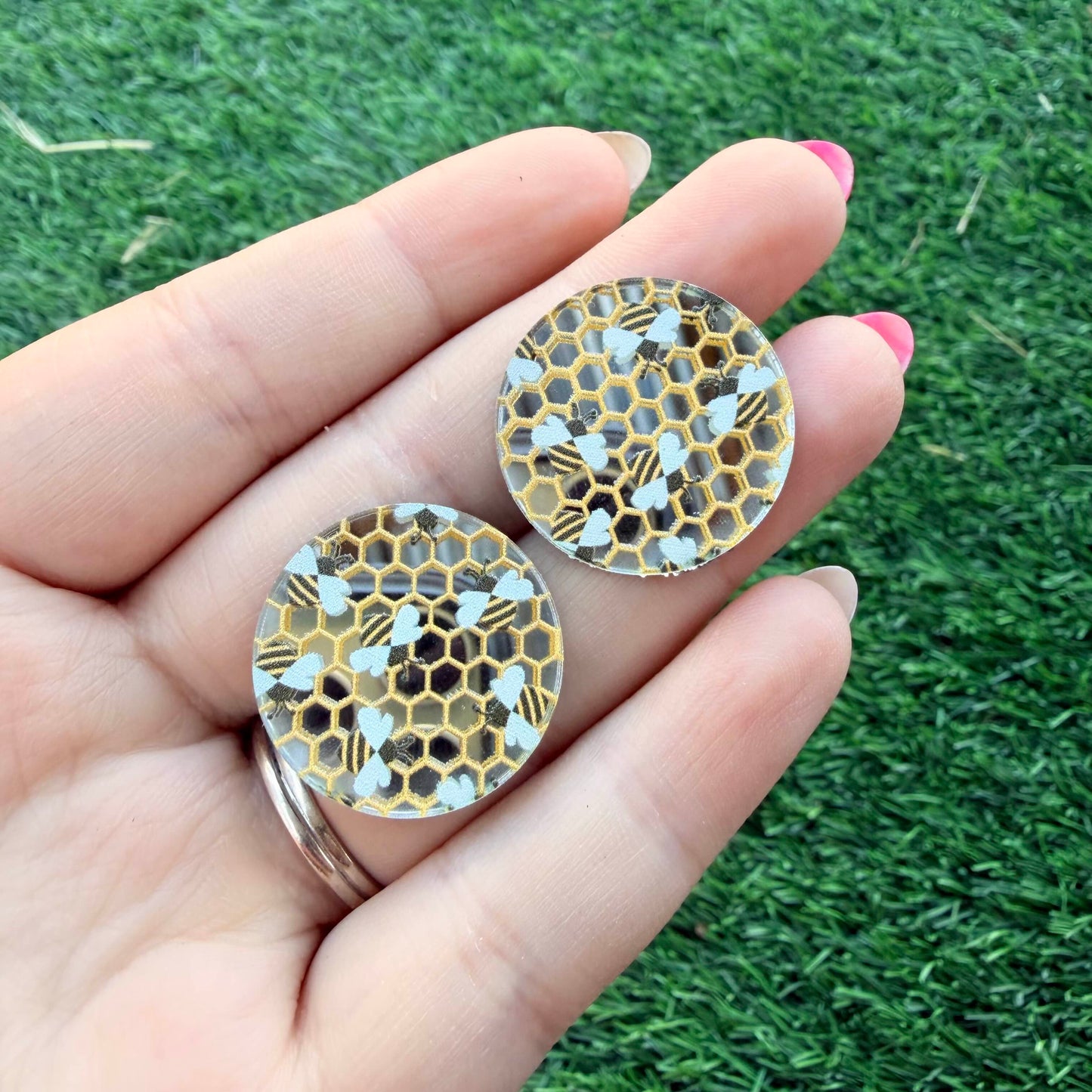 Bee Silver Mirror Cabochon