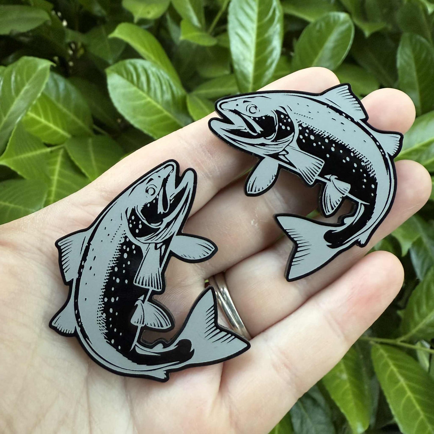 Salmon Black Acrylic Cabochon