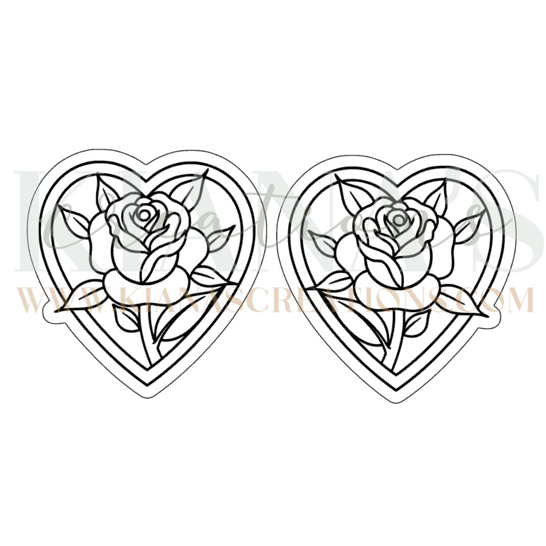 Rose Heart Acrylic Cabochon- Choose your color acrylic!