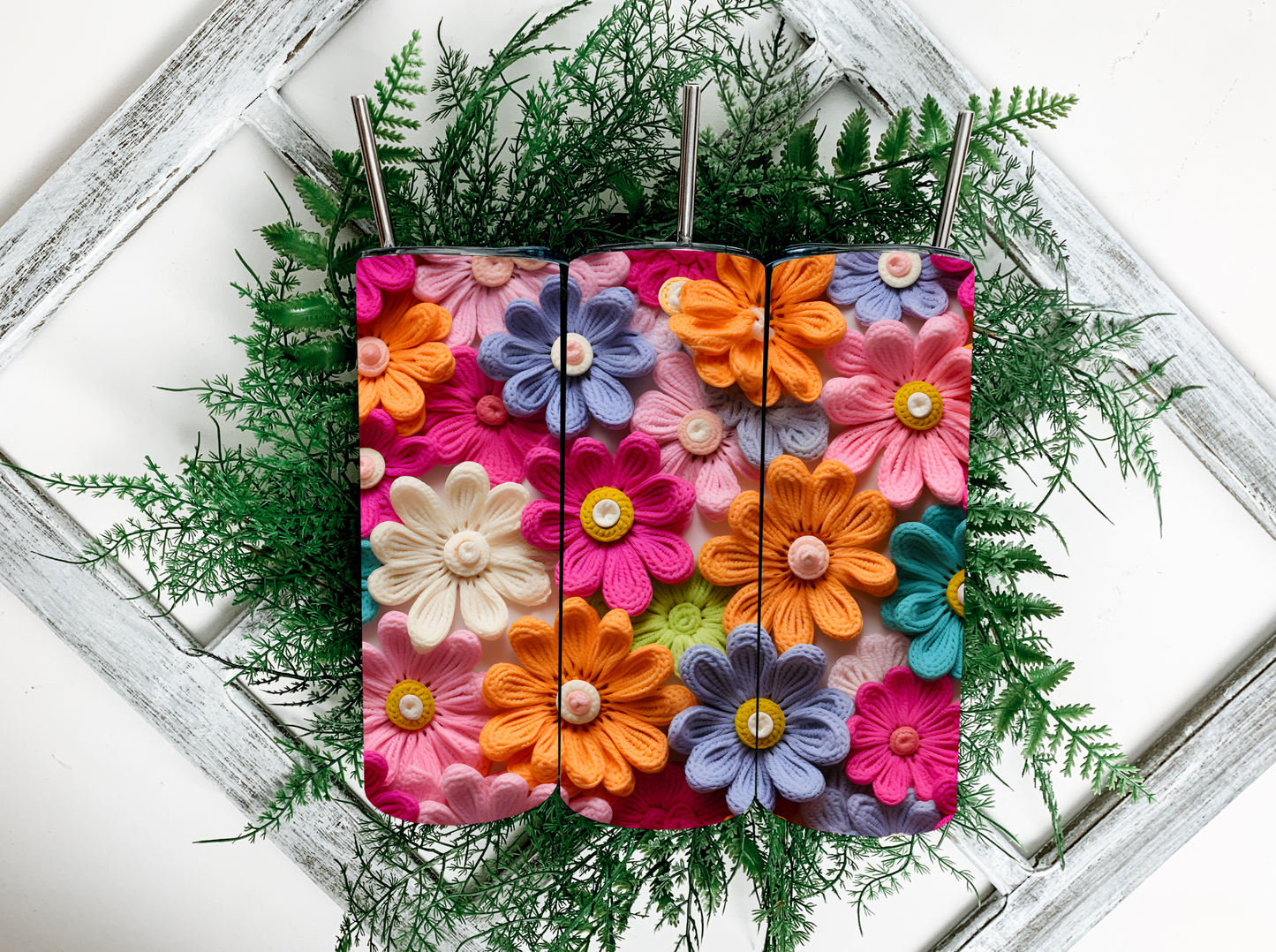 Floral Knitting Tumbler