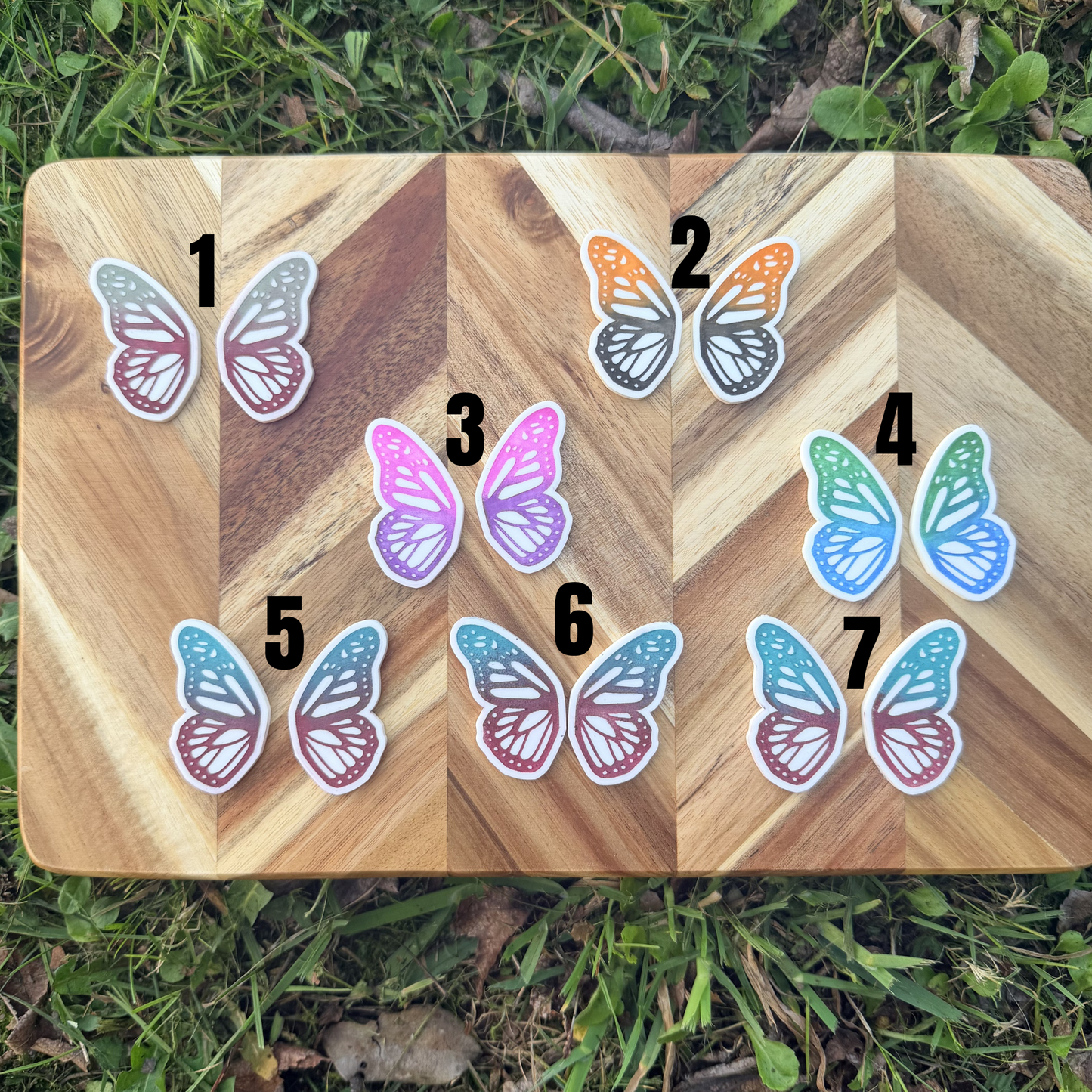 Hand painted Acrylic Butterfly Cabochons