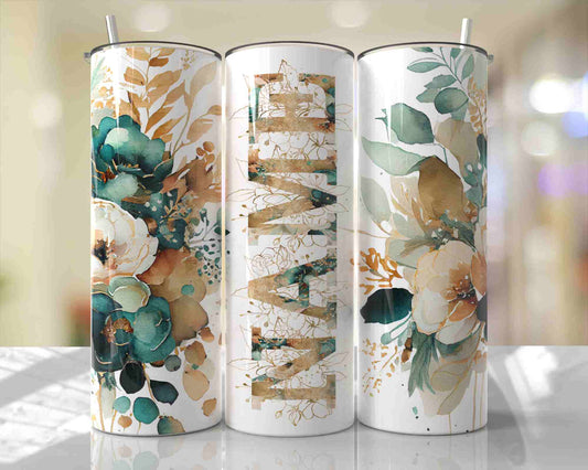Teal Floral Custom Mother's Day Tumbler