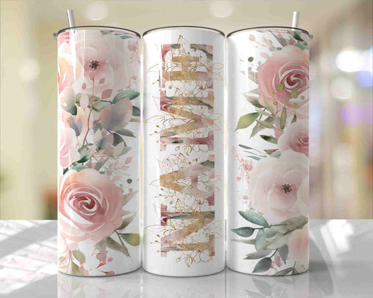 Pink Floral Custom Mother's Day Tumbler