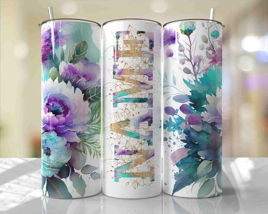 Purple Floral Custom Mother's Day Tumbler