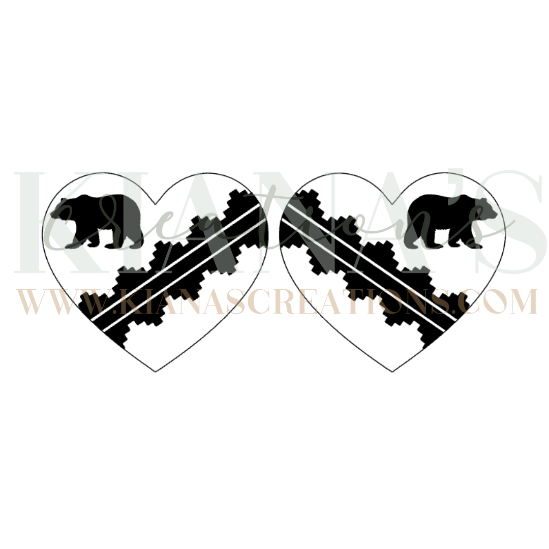 Bear Heart Acrylic Cabochon- Choose your color acrylic!