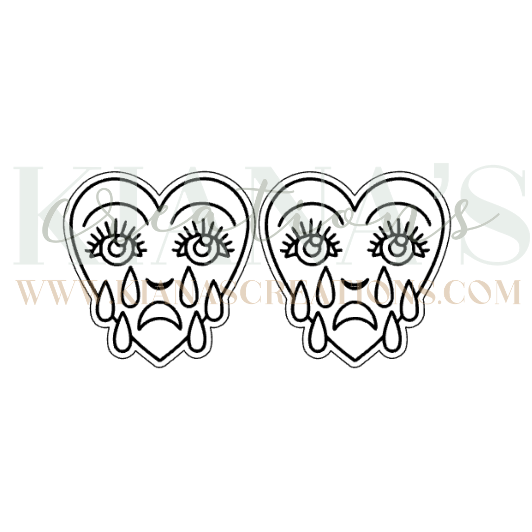 Crying Heart Face Cabochon - You choose the color!