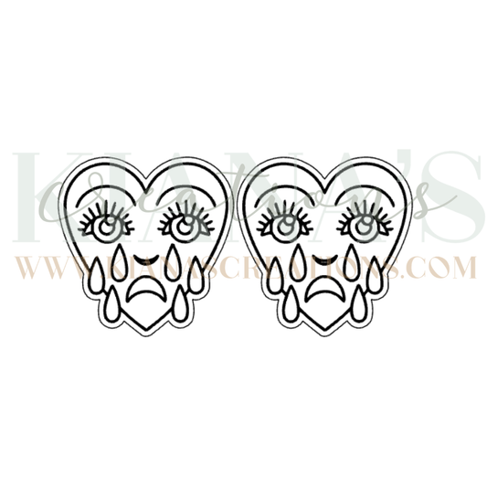 Crying Heart Face Cabochon - You choose the color!