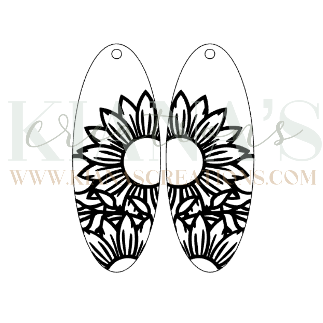 Sunflower Oval Wood Cabochon