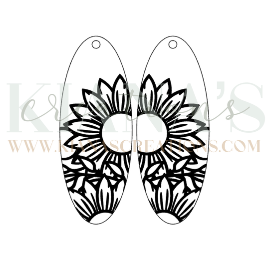 Sunflower Oval Wood Cabochon