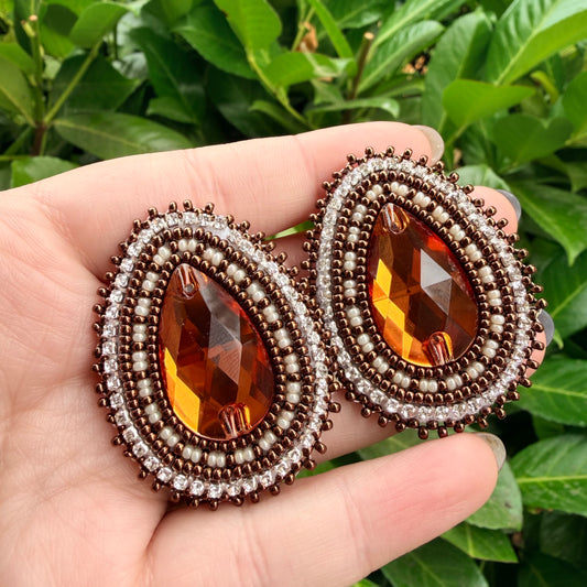 Brown Tear Drop Earrings