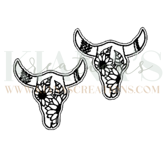 Floral Skull Acrylic Cabochon- Choose your color acrylic!