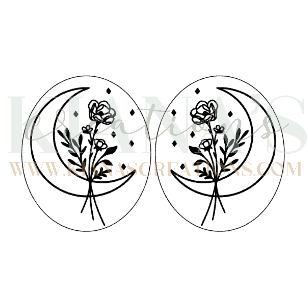 Floral Moon Cabochon - You choose the color!