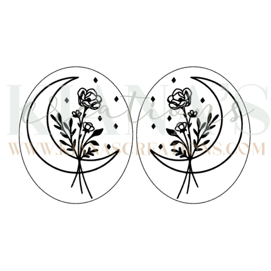 Floral Moon Cabochon - You choose the color!