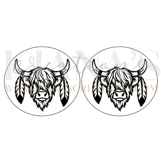 Highland Cow w/ Feathers Cabochon - You choose the color!