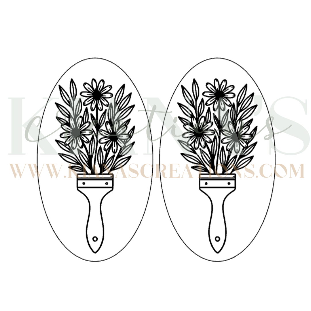 Floral Paint Brush Cabochon - You choose the color!