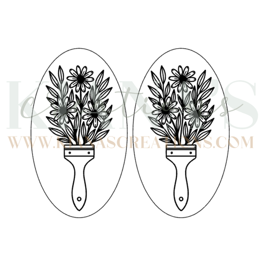 Floral Paint Brush Cabochon - You choose the color!