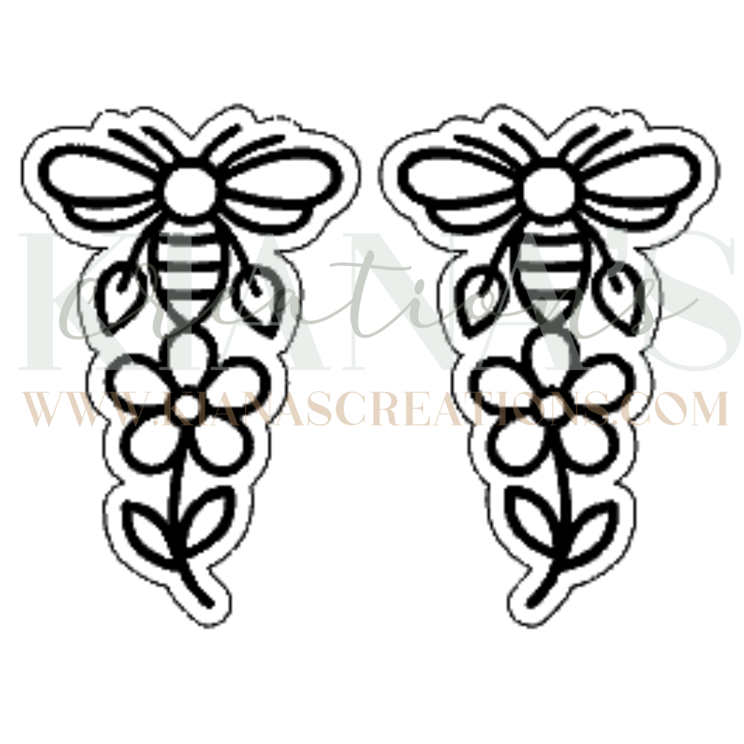 Bee Floral Acrylic Cabochon- Choose your color acrylic!