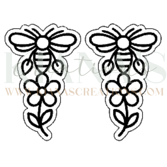 Bee Floral Acrylic Cabochon- Choose your color acrylic!