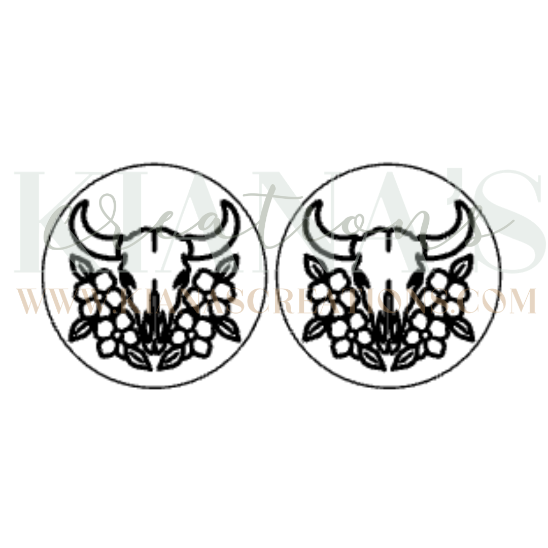 Buffalo Skull Floral Cabochon - You choose the color!