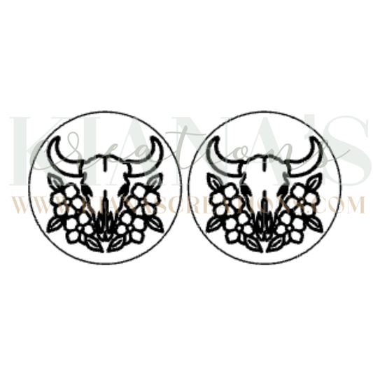 Buffalo Skull Floral Cabochon - You choose the color!