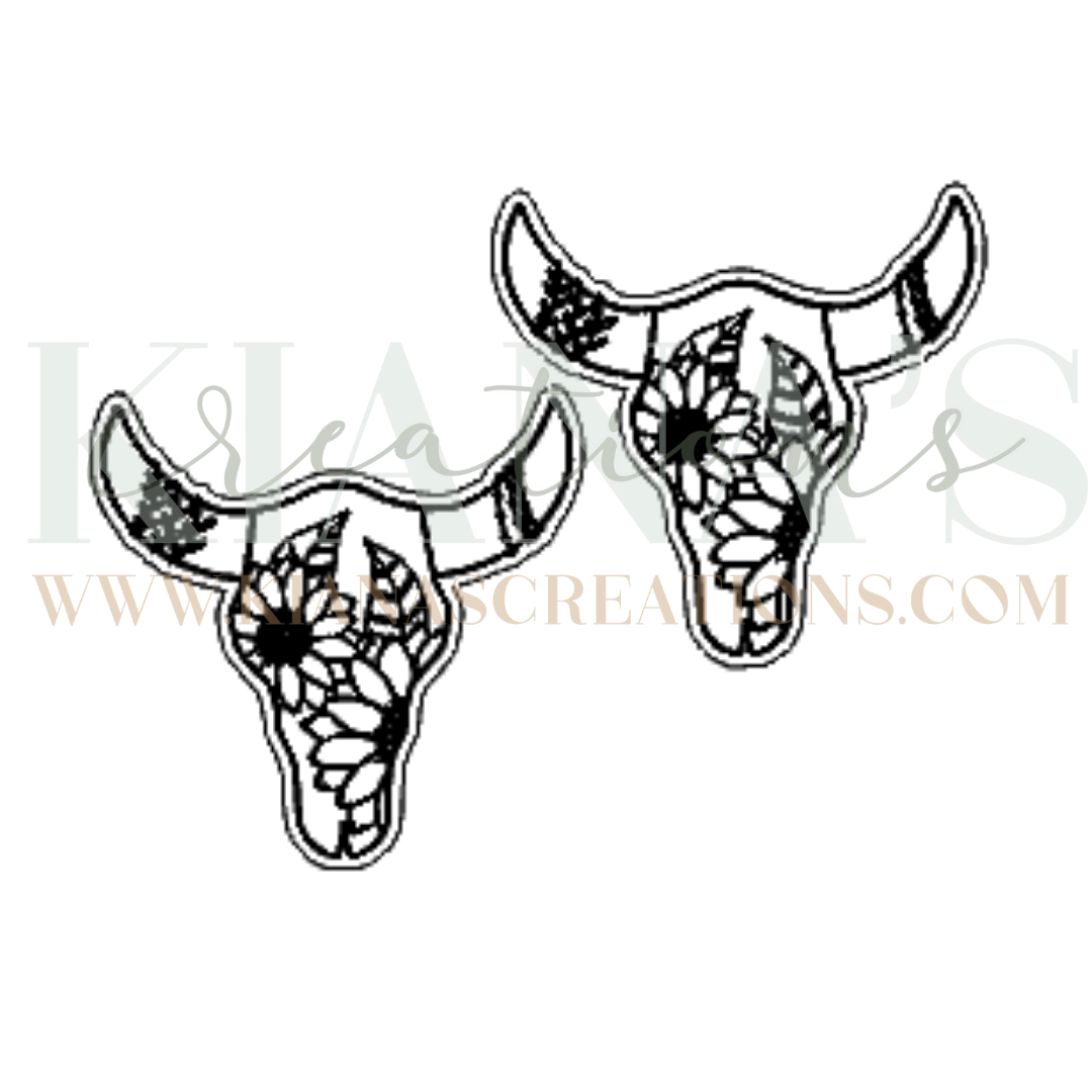 Floral Skull Wood Cabochon