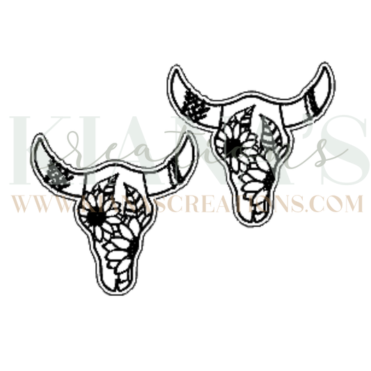 Floral Skull Wood Cabochon