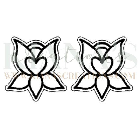 Heart Floral Acrylic Cabochon- Choose your color acrylic!