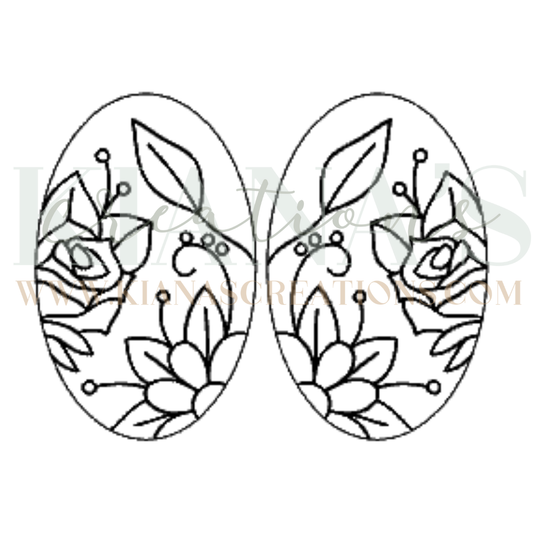 Floral Oval Wood Cabochon