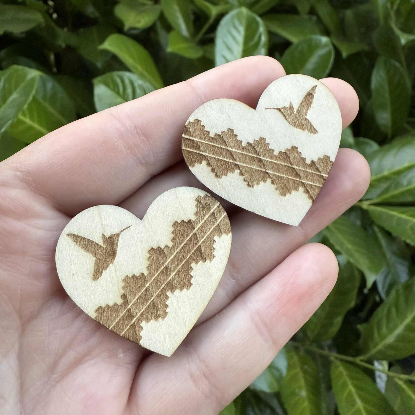 Hummingbird Heart Wood Cabochon