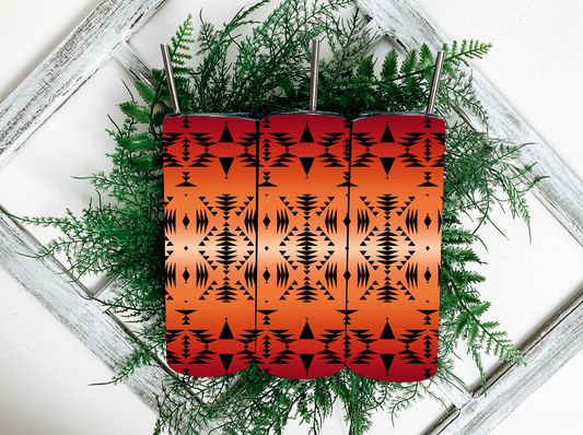 Red and Orange Aztec Tumbler