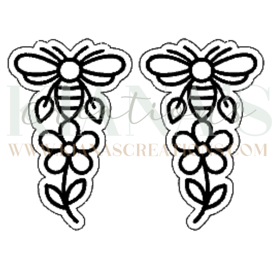 Bee Floral Wood Cabochon