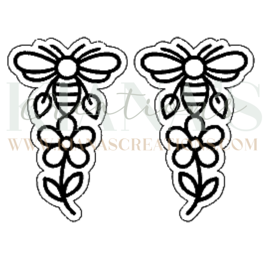 Bee Floral Wood Cabochon