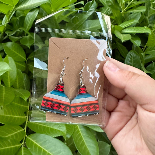 Aztec Cow Tag Earring