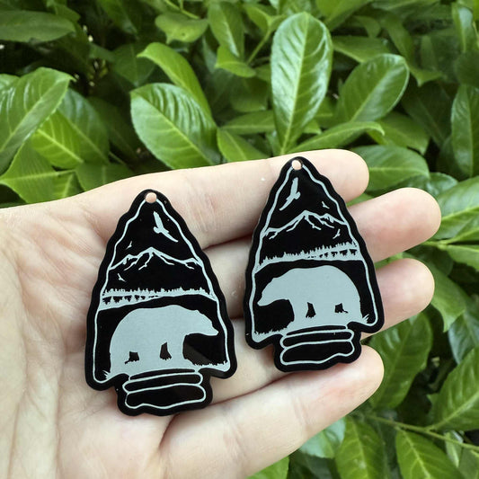 Bear Arrowhead Black Acrylic Cabochon