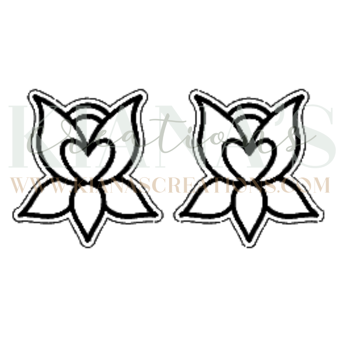 Floral Heart Wood Cabochon