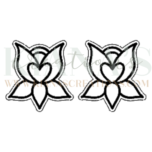 Floral Heart Wood Cabochon