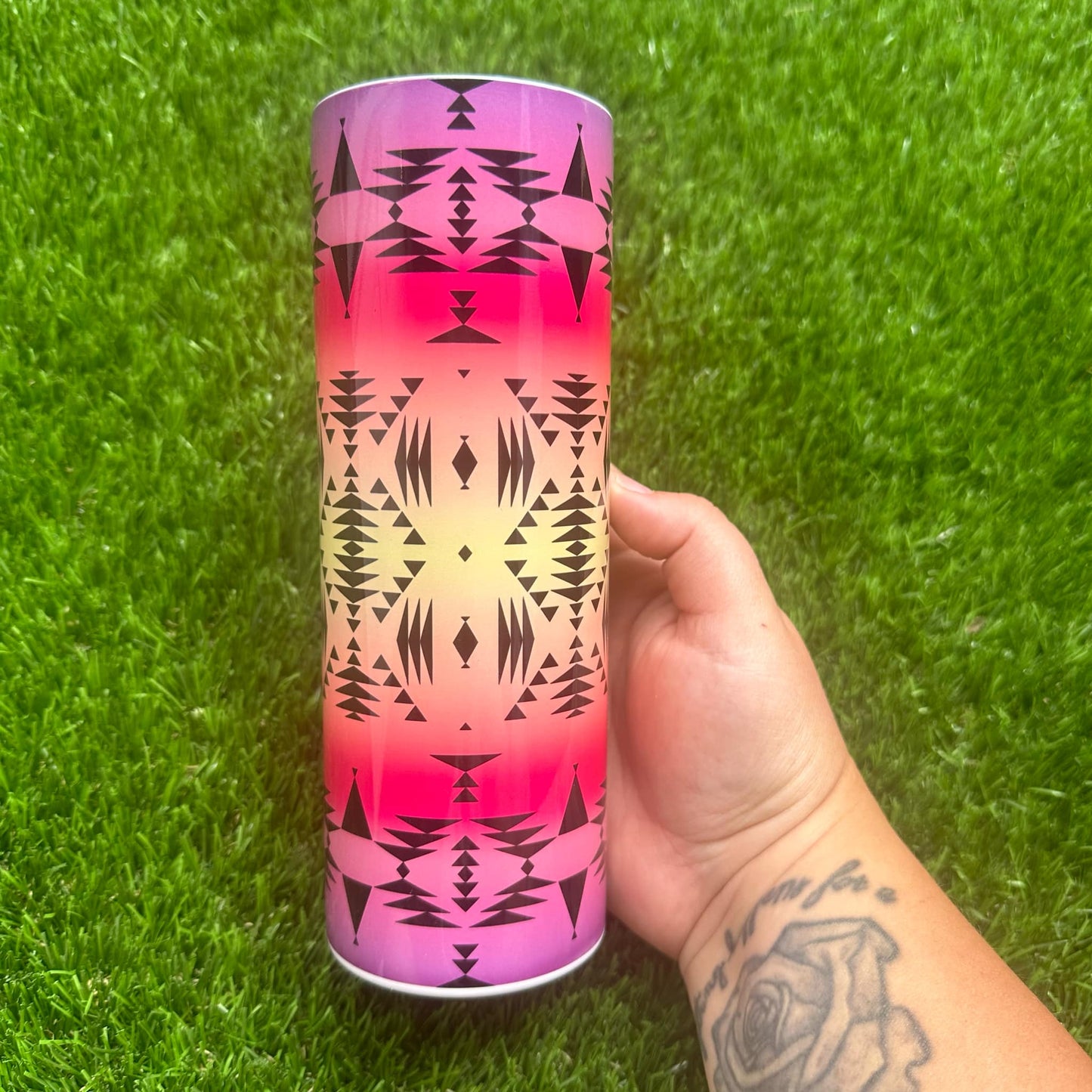 Purple and Pink Aztec Tumbler