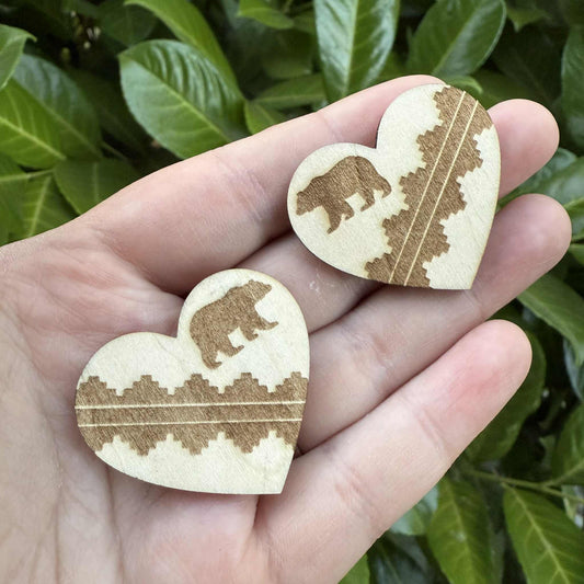 Bear Heart Wood Cabochon