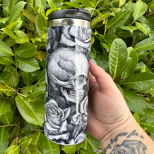 Dark skull with Roses 14oz Coffee Tumbler