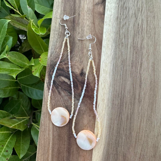 Natural Colored with Mother of Pearl Shell Beaded Earring