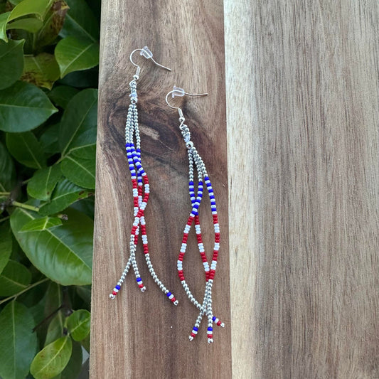American Flag Beaded Earring