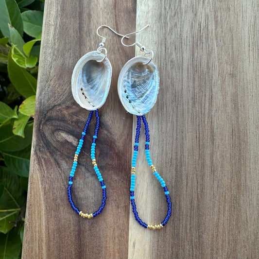 Ocean water with Abalone Beaded Earring
