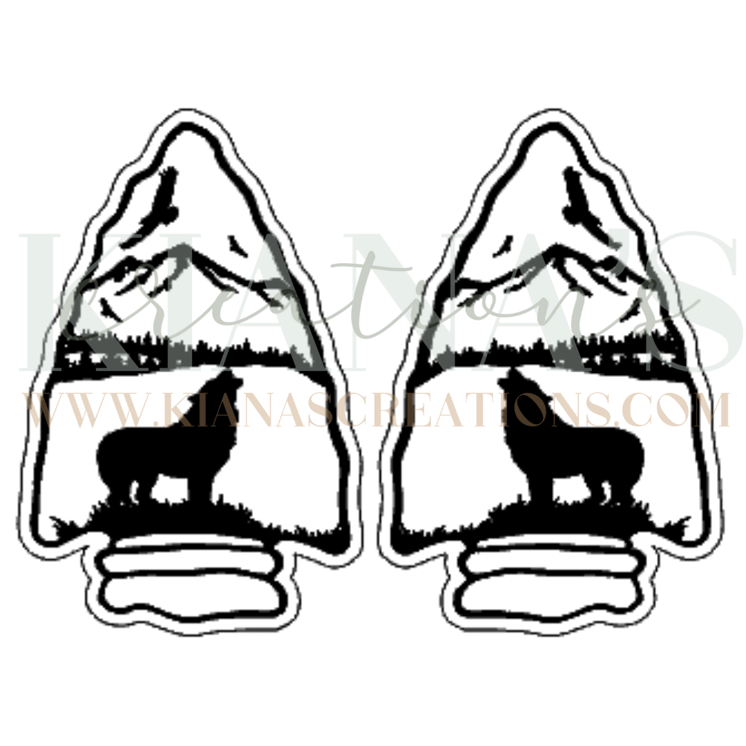 Wolf Arrow Head Wood Cabochon