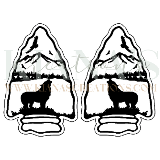 Wolf Arrow Head Wood Cabochon